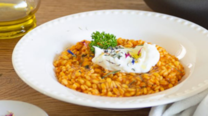<b>Orzotto </b>mit Joghurt und Paprikacreme
                  
