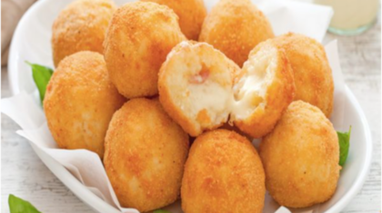 <b>Reiskroketten </b>mit Käse und geräuchertem Pancetta
                  