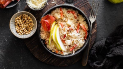 <b>Risotto </b>mit Birnen und Südtiroler Speck&nbsp;
                  